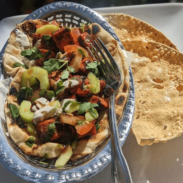 Lunch Vegan Samosa Chaat.